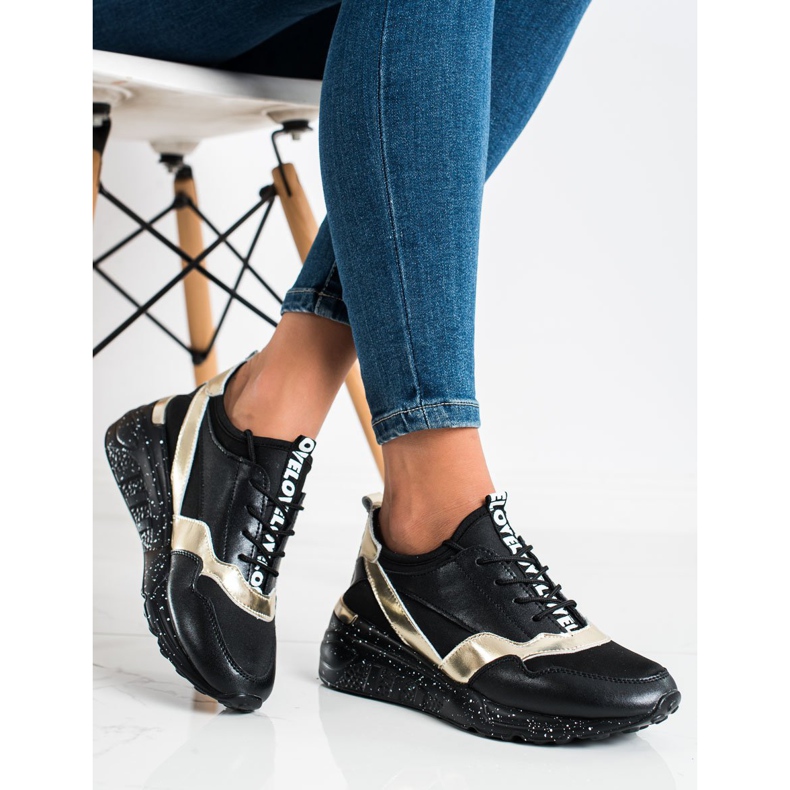 S. BARSKI Kožne tenisice S.BARSKI crno zlatna 2