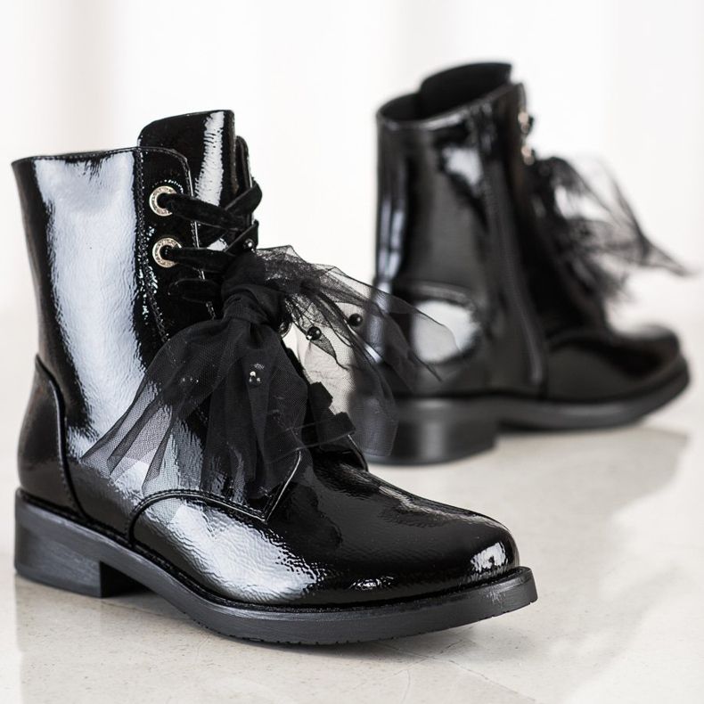 S. BARSKI Čizme izrađene od lakirane eko kože S.BARSKI crna 1