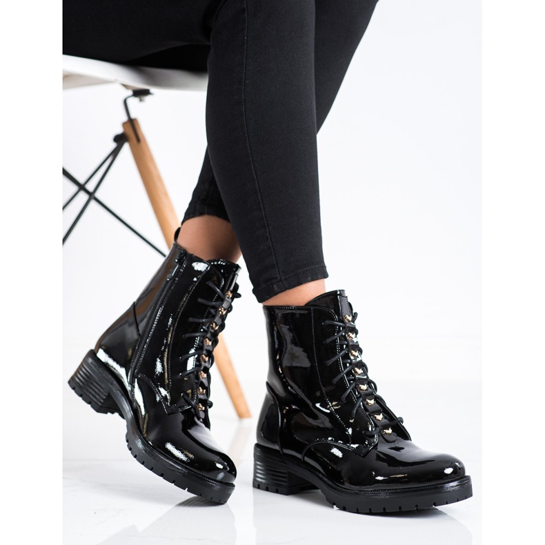 S. BARSKI Radnici od lakirane eko kože S.BARSKI crna 2