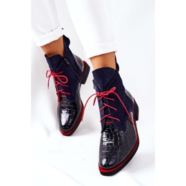 Alberto Violli Kožne čizme Aligatorski uzorak Navy Blue Bruselle crvena mornarsko plava 2