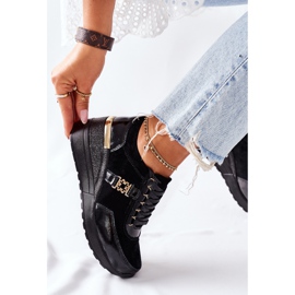 S.Barski Ženske kožne tenisice na klin crne Montessori crna 2