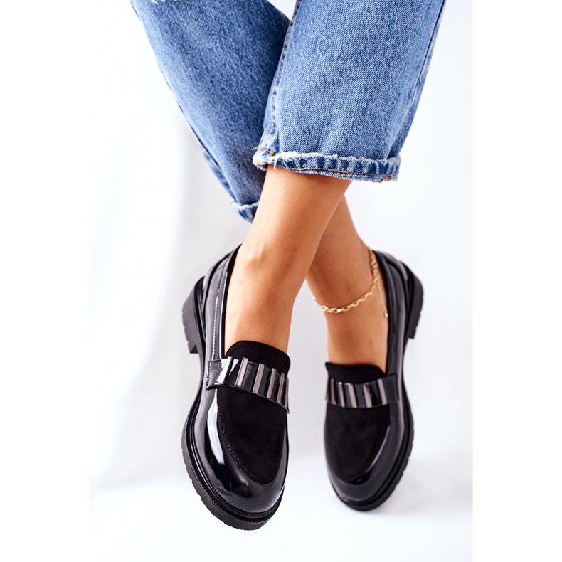 S.Barski Crne lakirane ženske broške Montius crno 2