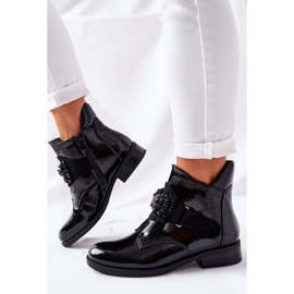 S.Barski Ženske čizme lakirani crni Schuler kristali crno 1