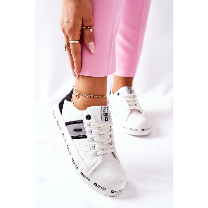 Kožne tenisice na bijeloj platformi Big Star II274071 bijela 2