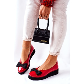 Kožne balerinke na platformi Maciejka 05062-08 Crvena crna 2