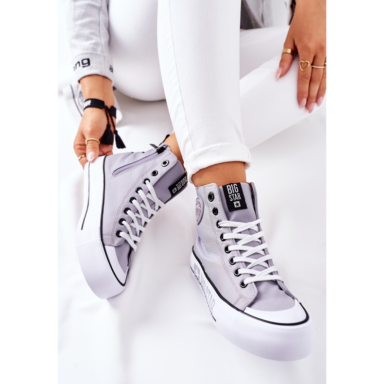 Visoke tenisice na sivoj platformi Big Star II274016 siva 2