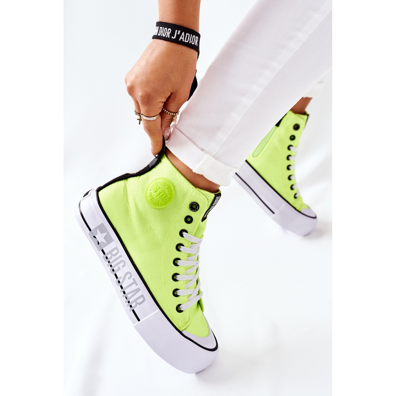 Visoke tenisice na neonskoj žutoj platformi Big Star II274015 žuta boja 2