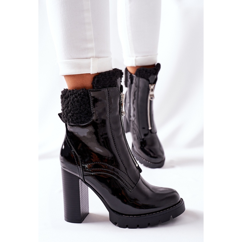 Lakirane crne čizme na postu Arleston crna 1