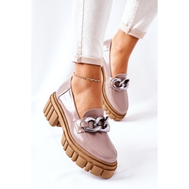 Ženske cipele Brogues Kožne cappuccino Laura Messi 2339 bež 2