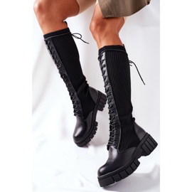 PB1 Visoke čizme s čarapom Black Monteri crno 2