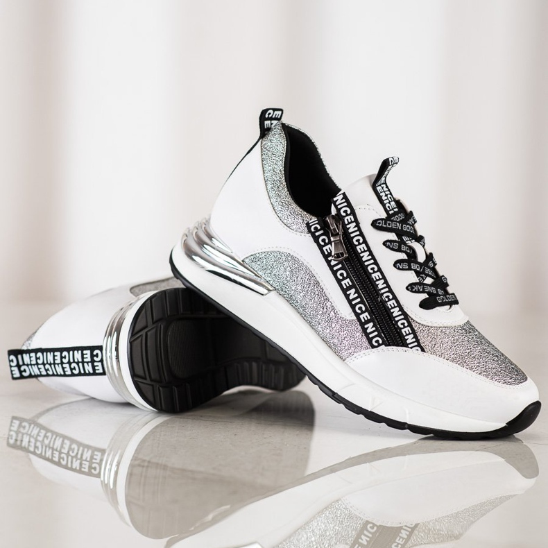 VINCEZA tenisice s patentnim zatvaračem bijela siva 1