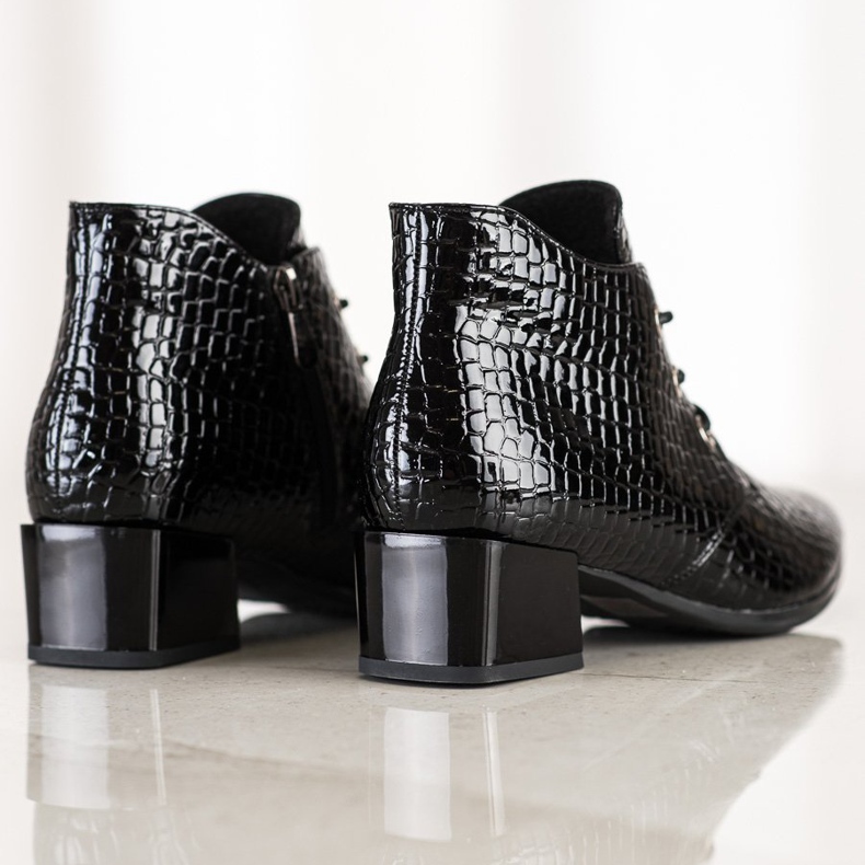 VINCEZA čizme na vezanje crna 1