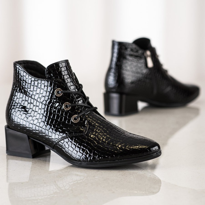 VINCEZA čizme na vezanje crno 2