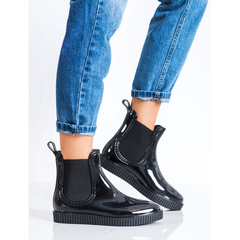 SHELOVET Lakirane galoše na platformi crno 2