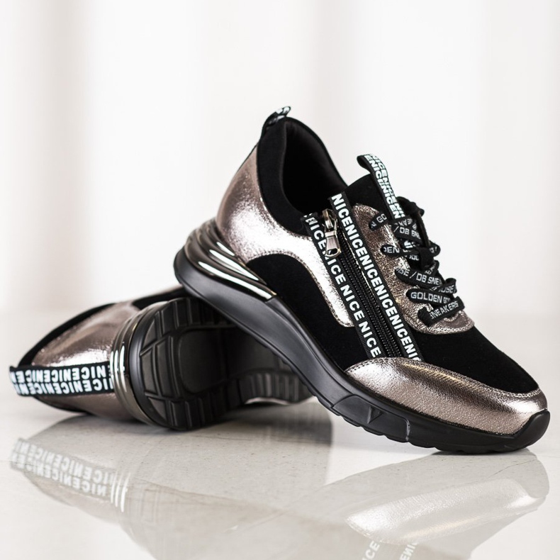 VINCEZA tenisice s patentnim zatvaračem crno zlatna 1