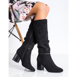 M.Daszyński Elegantne čizme na postu crna 1