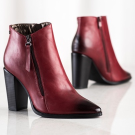 SHELOVET Maroon Booties In Spitz crvena 2