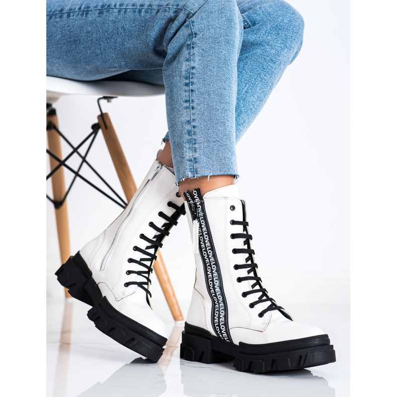 SHELOVET Čizme s ljubavlju od eko kože bijela 1