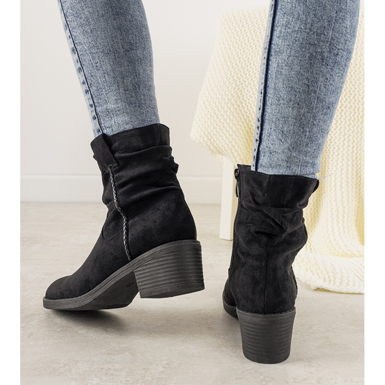 Crne prošivene čizme za žene Cognac crno 1