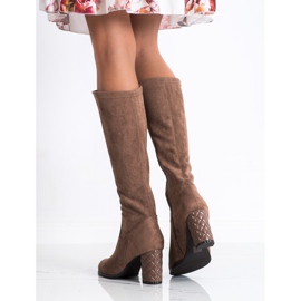 SHELOVET Čizme od antilopa na visoku petu smeđa 1