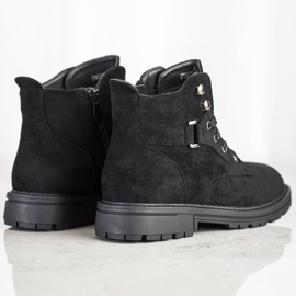 SHELOVET Čizme od antilopa na vezice crno 2