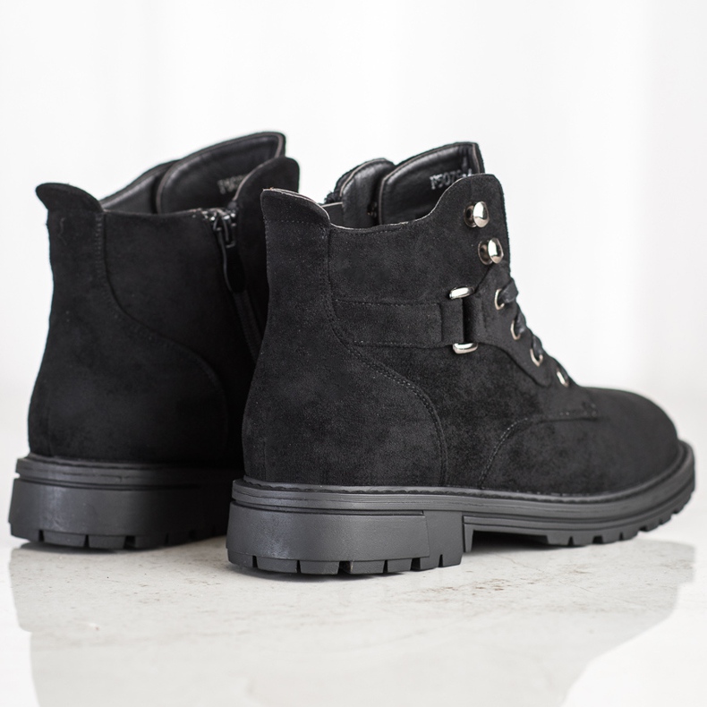 SHELOVET Čizme od antilopa na vezice crno 2