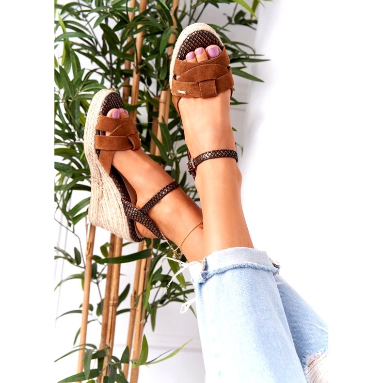 Kožne sandale na klin Big Star HH274377 Smeđa 1