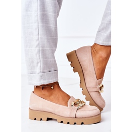 Mokasine od antilopa Lewski Shoes 3040 Cappuccino bež zlatna 3