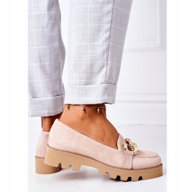 Mokasine od antilopa Lewski Shoes 3040 Cappuccino bež zlatni 4