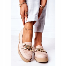 Mokasine od antilopa Lewski Shoes 3040 Cappuccino bež zlatna 5