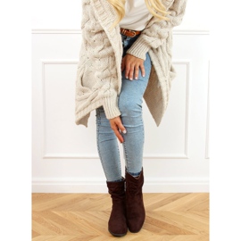 Ravne čizme sa smeđim resicama B0-330 Smeđe smeđa 1