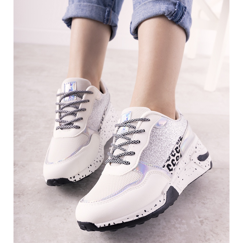 Bijele tenisice s holografskim umetcima Manitoba bijela srebro 1