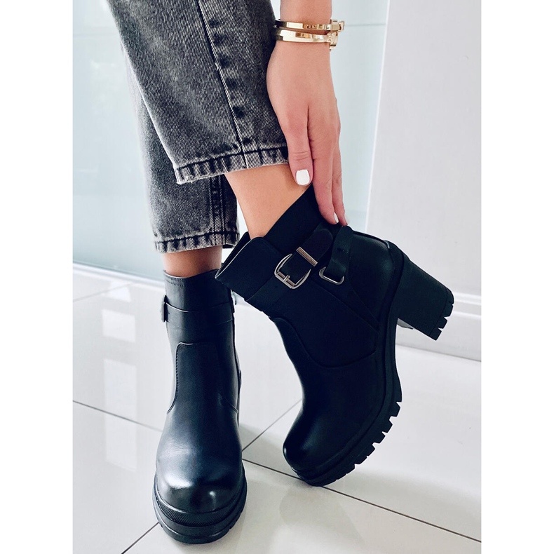 Crne vojne vojne čizme na visoku petu 8998-11 Crna crno 2