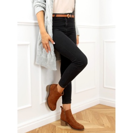 Smeđe čizme sa širokim potpeticama 9B1003 Khaki smeđa 2