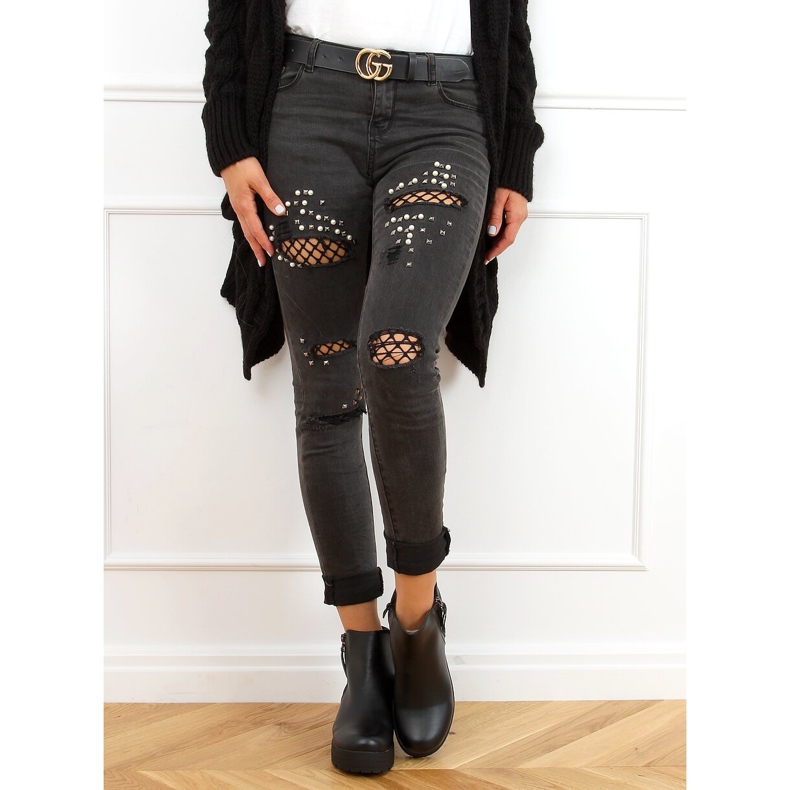 Crne čizme s debelim potplatima 9B1053 Crne crno 1