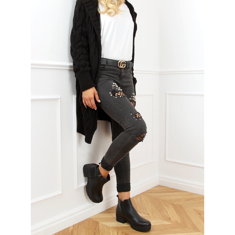 Crne čizme s debelim potplatima 9B1053 Crne crna 2