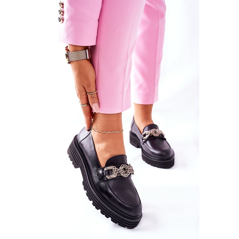 Ženske natikače Kožne natikače crne Laura Messi 2383 crna 2