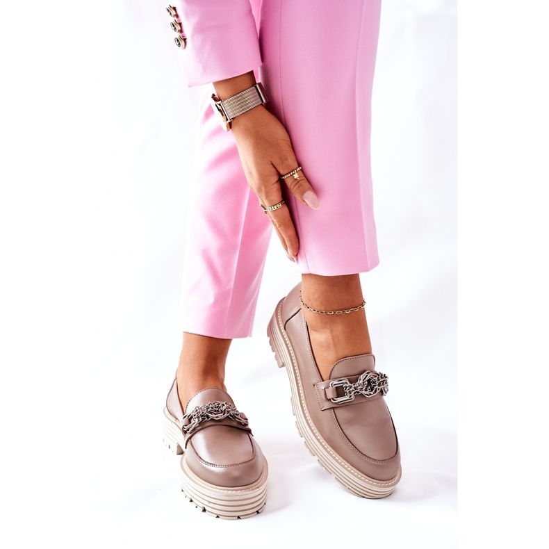 Ženske cipele naočale Kožne tamno bež boje Laura Messi 2383 2