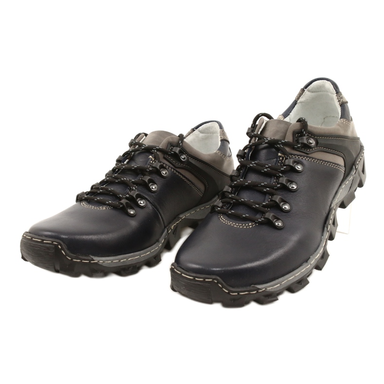 Bednarek Polish Shoes Muške kožne cipele za planinarenje 116 mornarsko plava siva 2