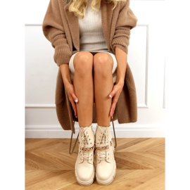 Vojne bež čizme s lancem HB-106 PU / BEIGE 1