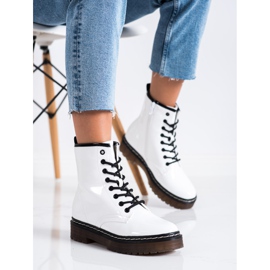 SHELOVET Bijele radničke čizme s krznom bijela 2