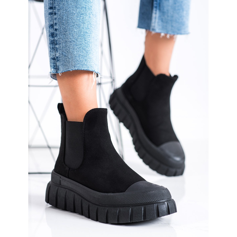 SHELOVET Modne čizme Chelsea na platformi crno 2