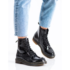 Queentina Modne lakirane planinarske čizme crno 2