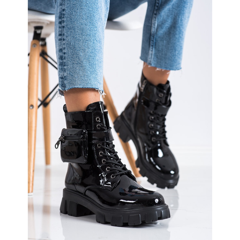 Weide Lakirani radnici s džepom crna 2