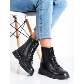 SHELOVET Modne čizme na vezanje crno 2