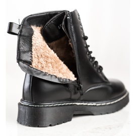 SHELOVET Modne čizme na vezanje crna 1