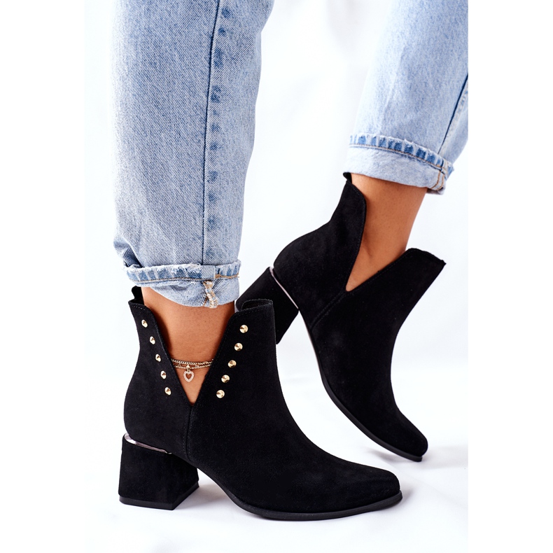 Lewski Shoes Ženske čizme od antilopa s izrezima Lewski crna 3074 / B 2