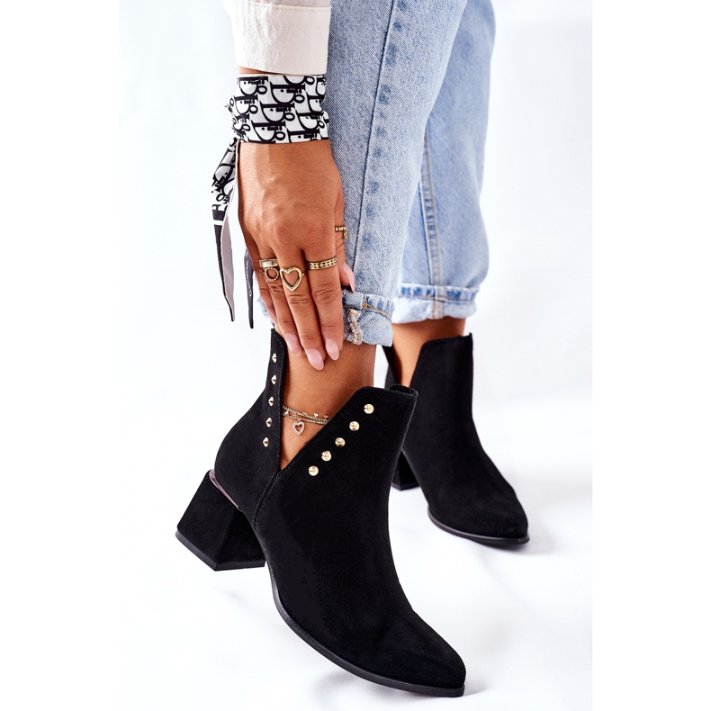 Lewski Shoes Ženske čizme od antilopa s izrezima Lewski crna 3074 / B 1