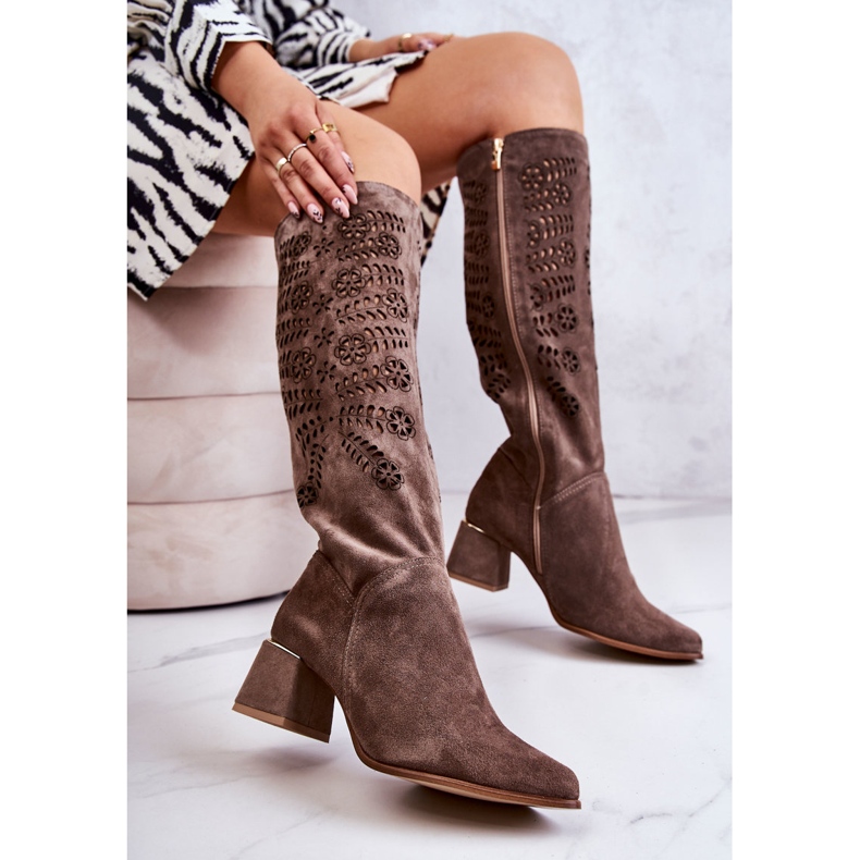 Lewski Shoes Suede Lewski Čizme Ažurna smeđa Romena 2