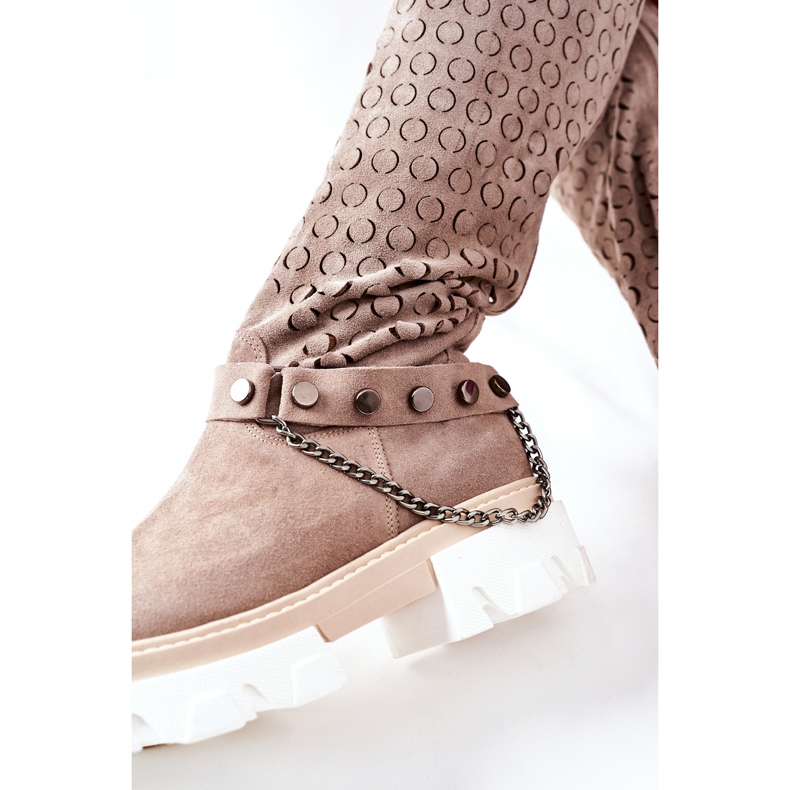 Lewski Shoes Ženske kožne čizme Lewski Cappuccino Suede 2866 smeđa 1